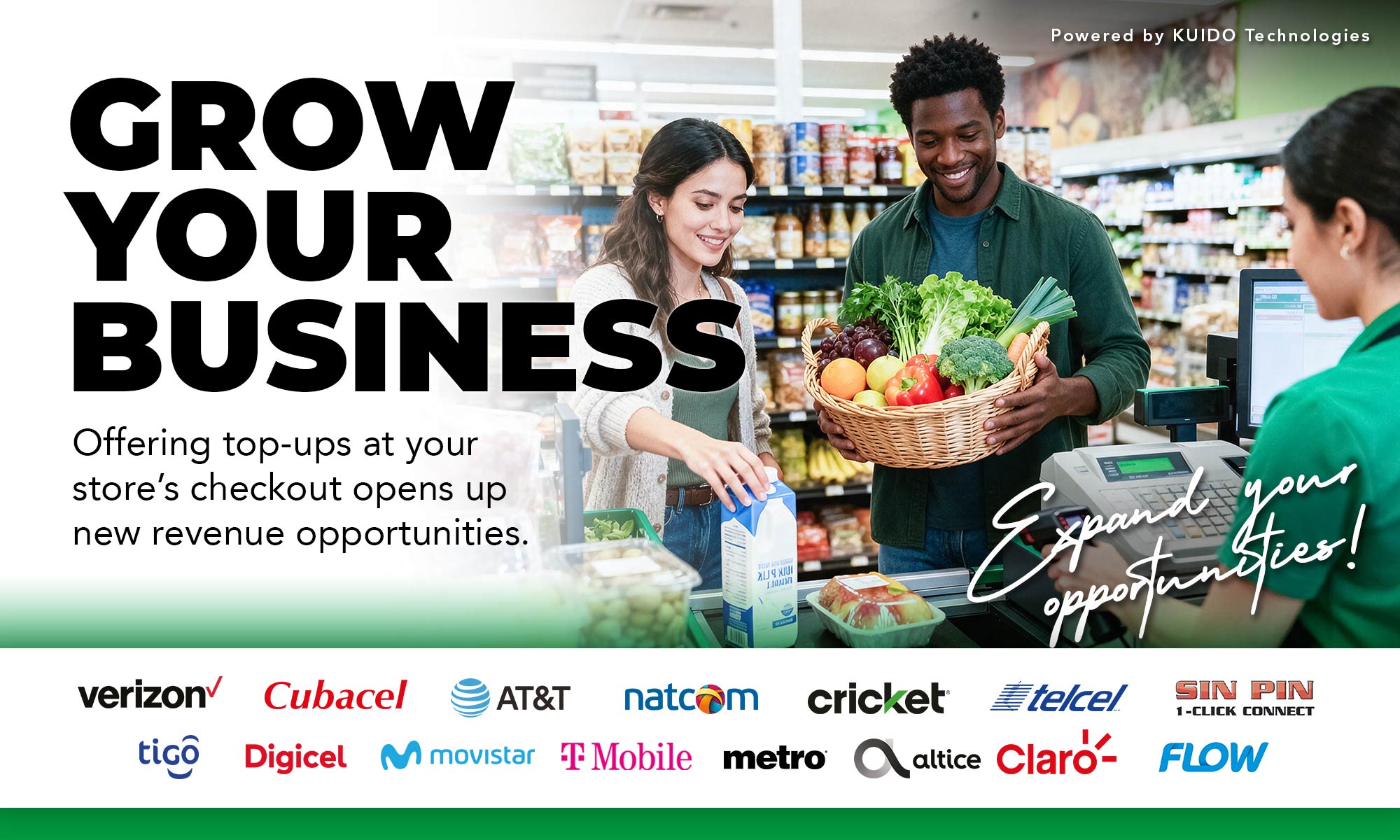 Grow your business: offering top-ups at your store's checkout opens up new revenue opportunities.
