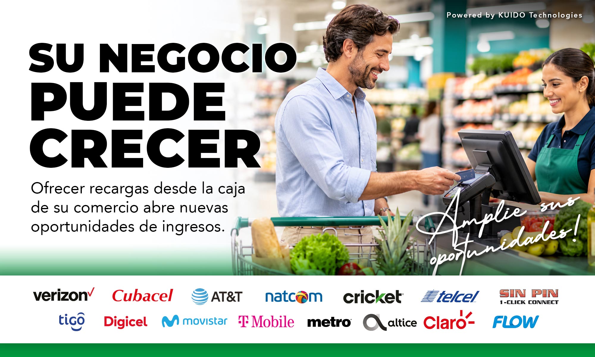 Su negocio puede crecer: ofrecer recargas desde la caja de su comercio abre nuevas oportunidades de ingresos.